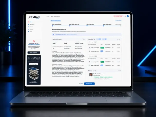 ExRad Portal interface